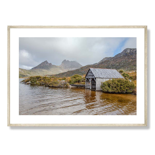 The Boatshed in Winter Cradle Mountain Art Print