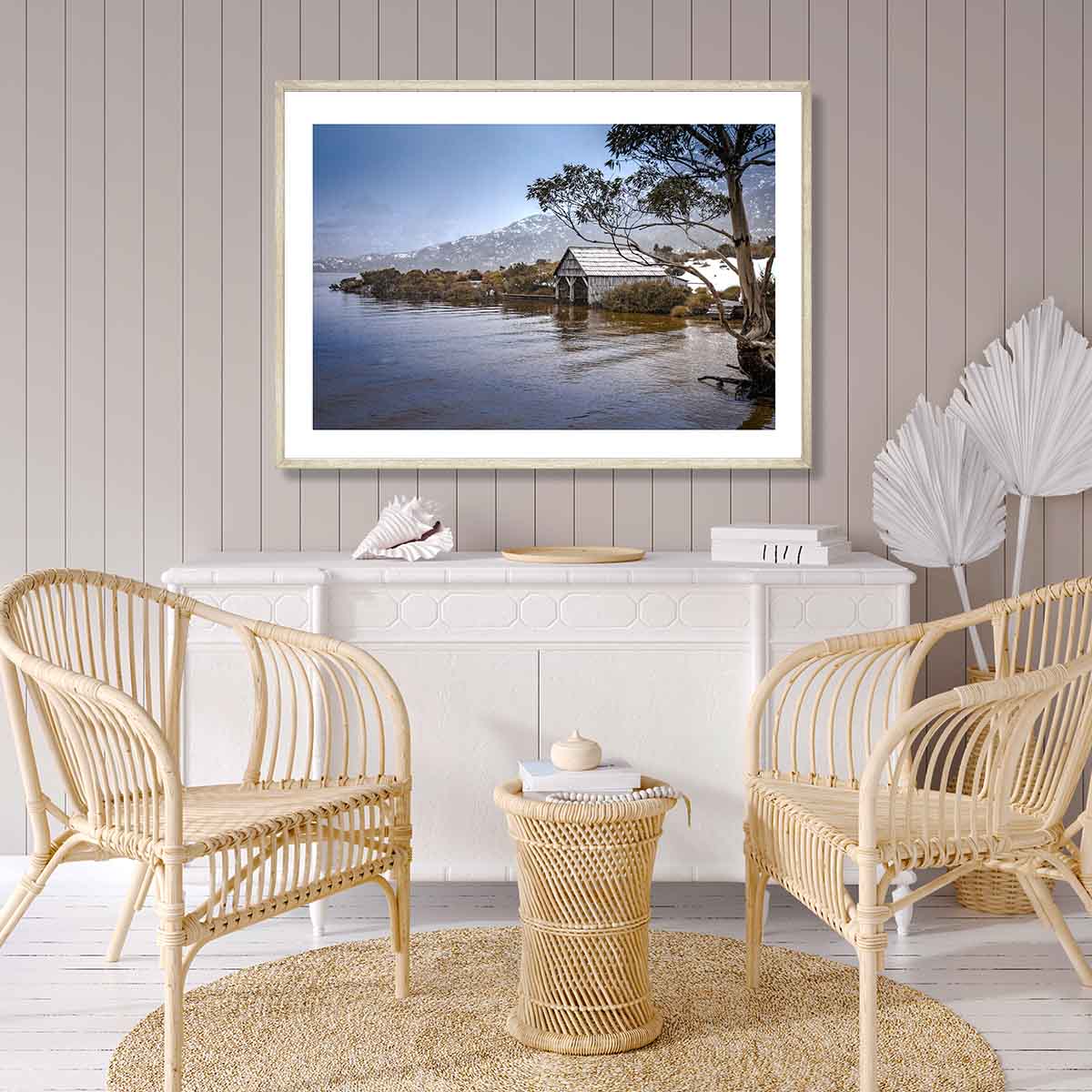 The Boatshed in Autumn Cradle Mountain Art Print