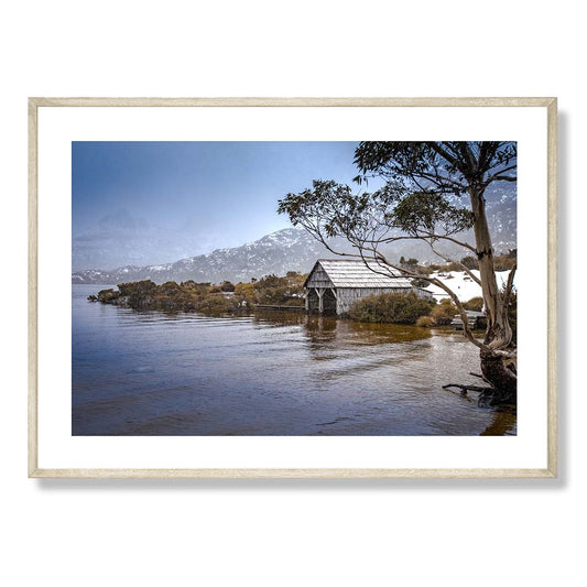 The Boatshed in Autumn Cradle Mountain Art Print
