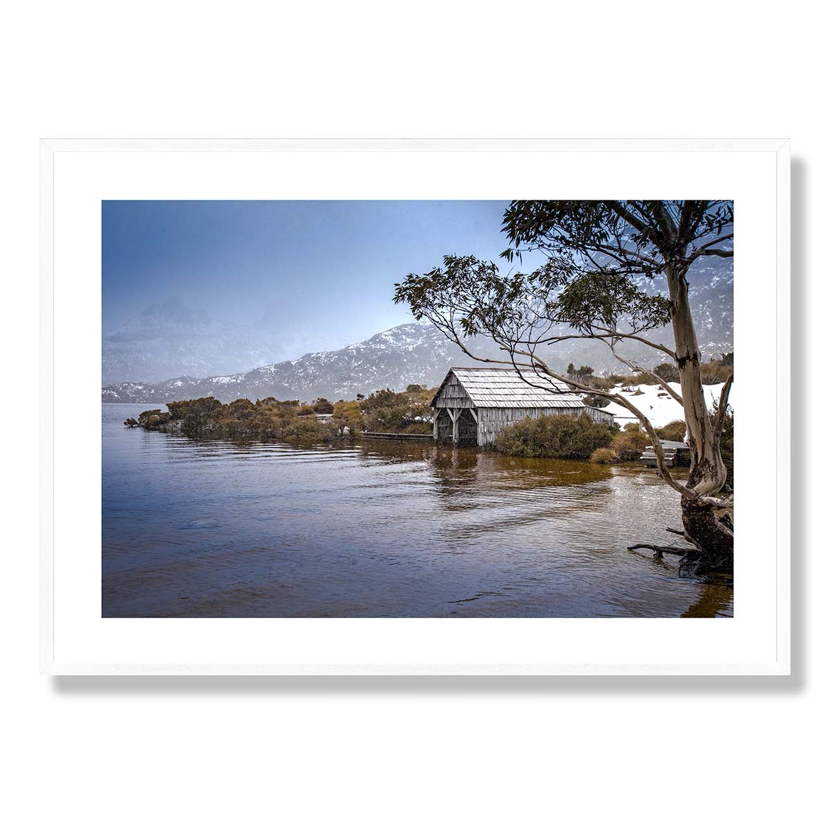 The Boatshed in Autumn Cradle Mountain Art Print