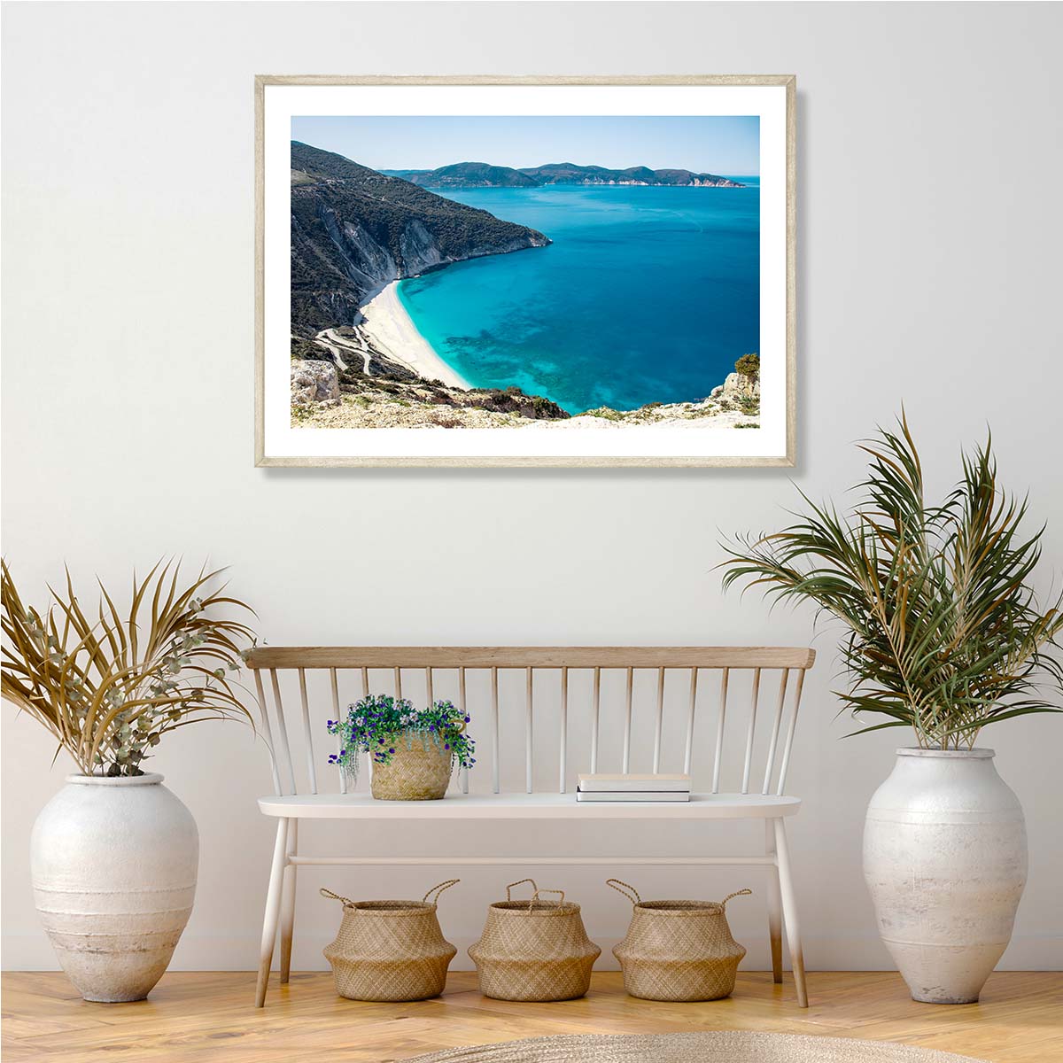Myrtos Beach Kefalonia Coastal Art Print