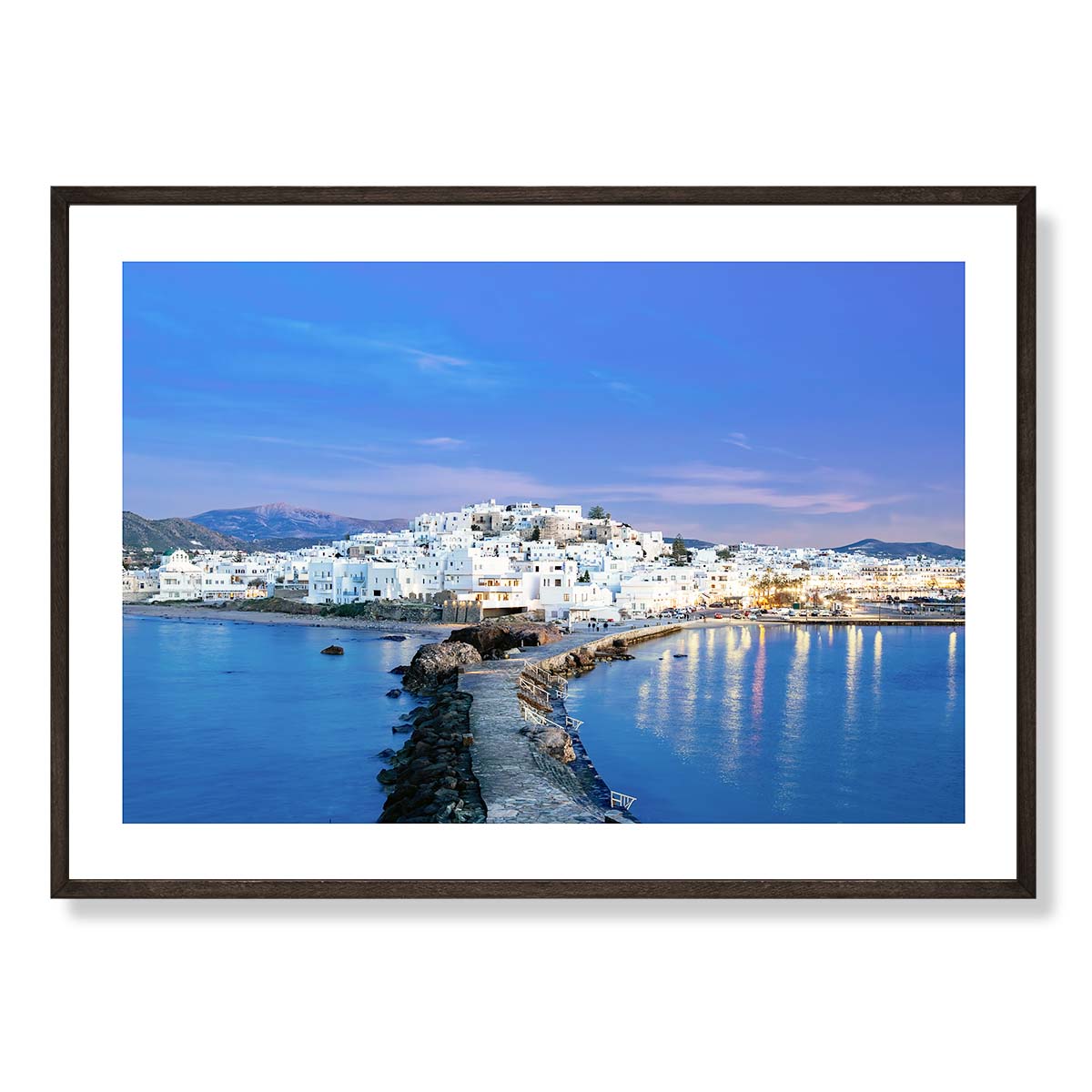 Naxos Town at Night Art Print
