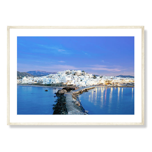 Naxos Town at Night Art Print
