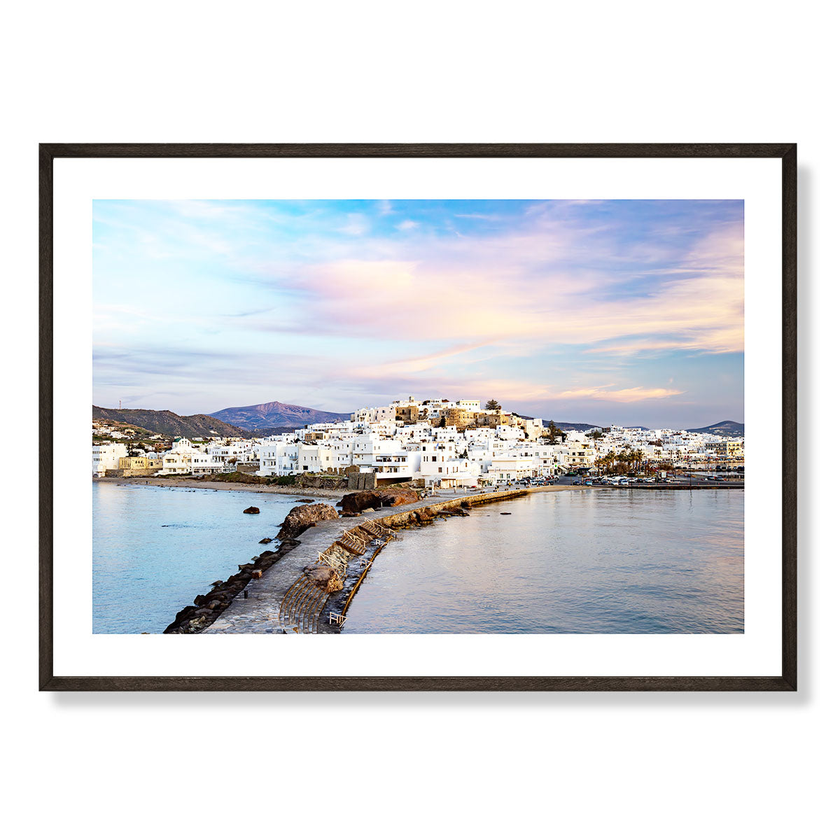 Naxos Town at Sunset Art Print