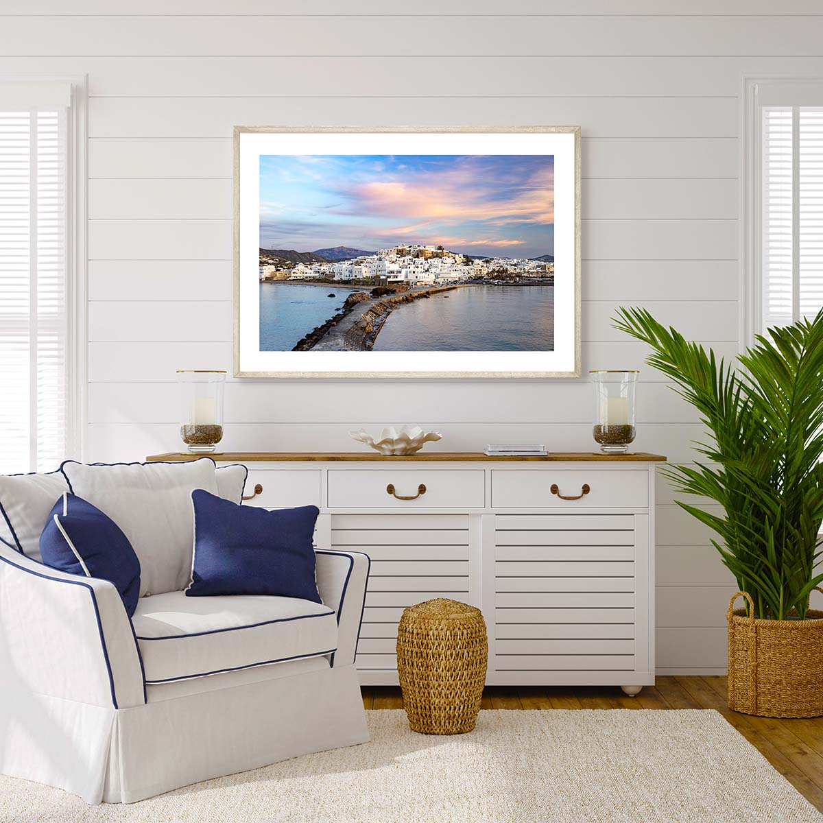 Naxos Town at Sunset Art Print