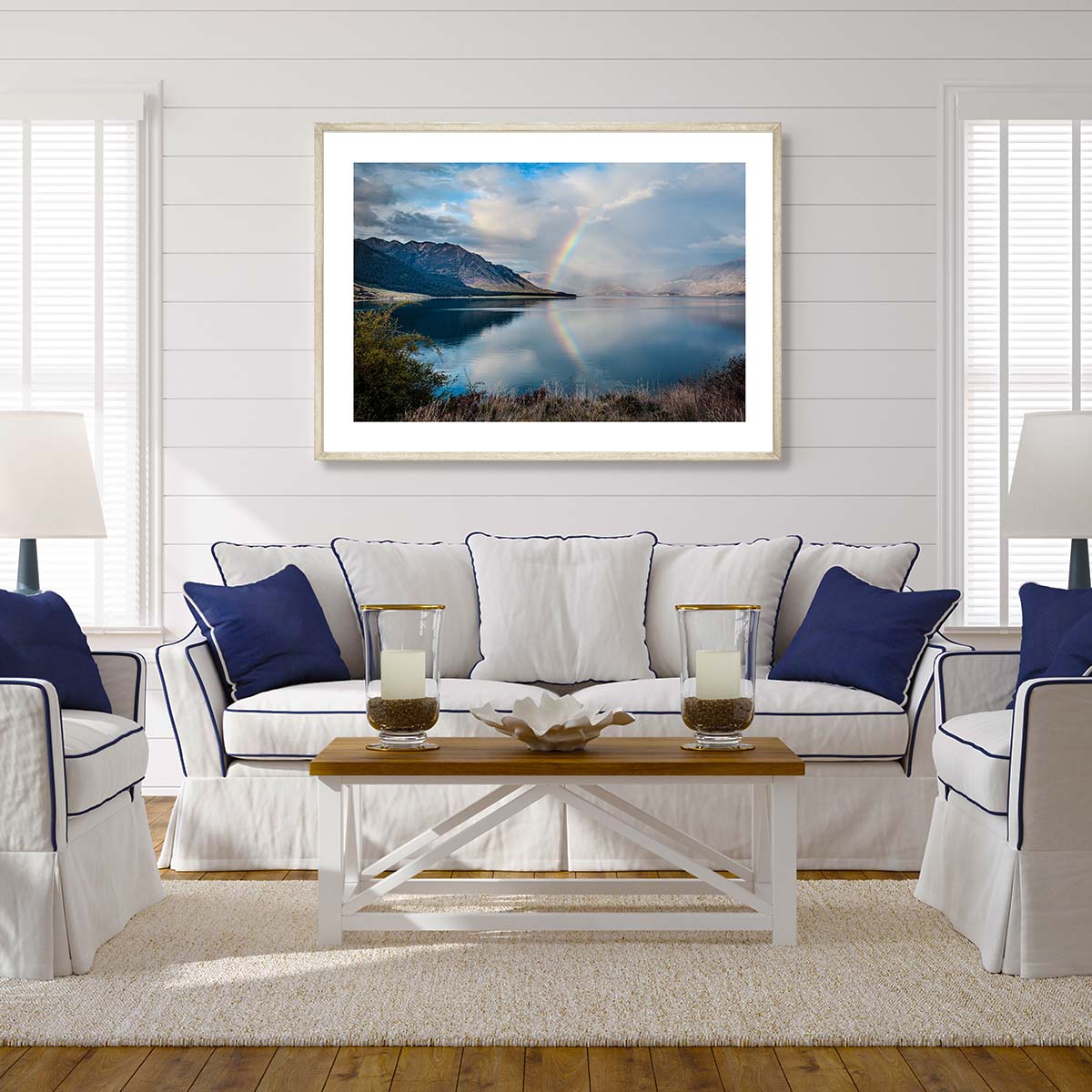 Rainbow at Lake Wanaka Art Print