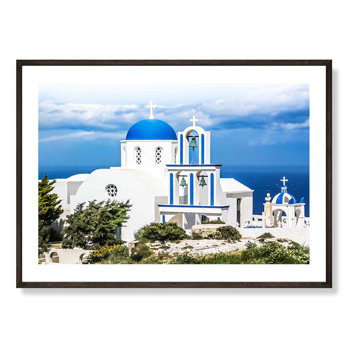 The Blue-domed Church Santorini Art Print