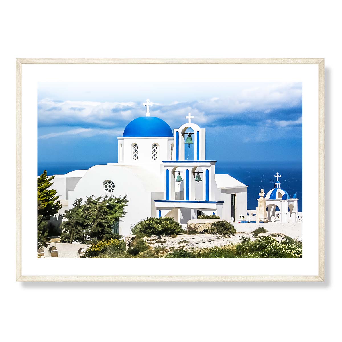 The Blue-domed Church Santorini Art Print