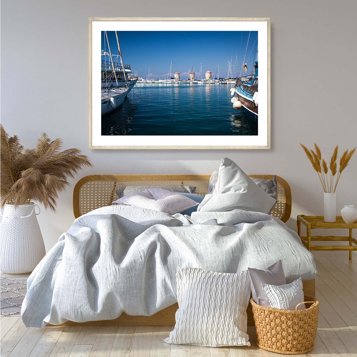 Three Windmills in the Harbour Art Print