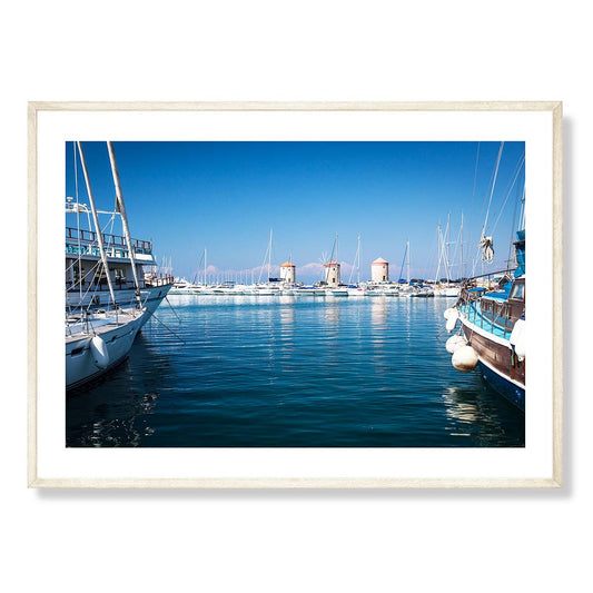 Three Windmills in the Harbour Art Print