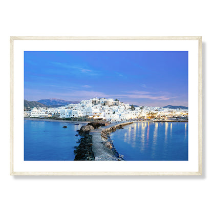 Naxos Town at Night Art Print