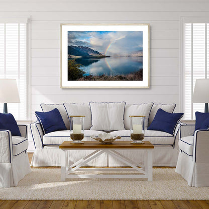 Rainbow at Lake Wanaka Art Print