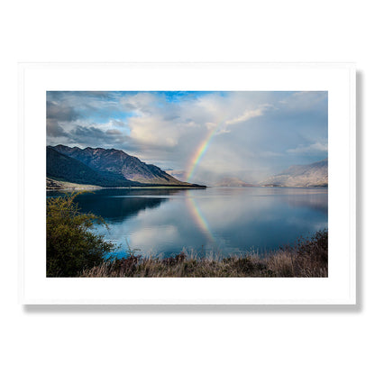 Rainbow at Lake Wanaka Art Print