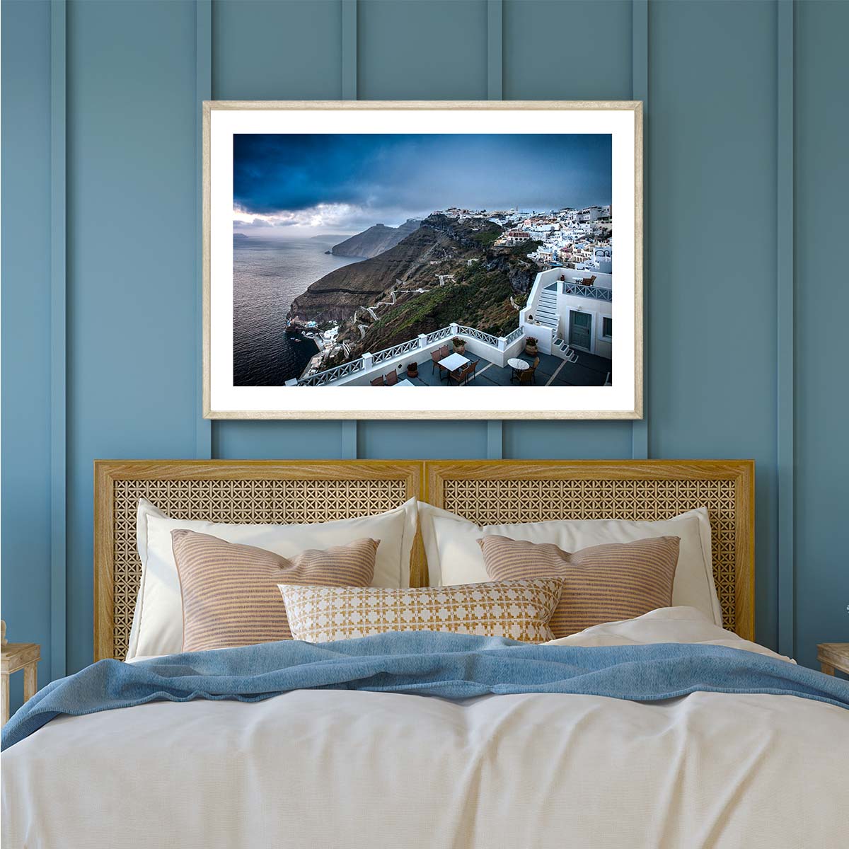 Shadows over Santorini Art Print